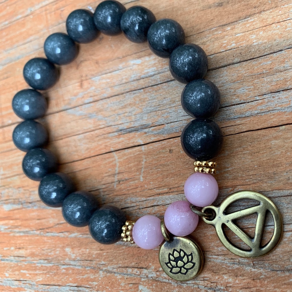 Rose Quartz AA/NA Recovery Sobriety Bracelet